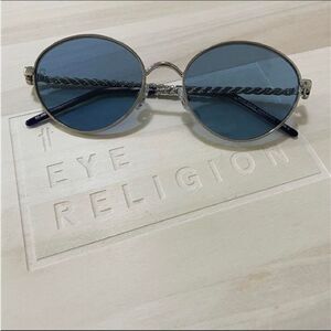 Elie Saab 039 Silver Sunglasses with Blue Lenses
